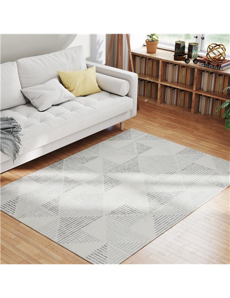 HOMCOM Modern Area Rug, Geometric Pattern Non-Slip Washable Rug, Soft Floor Carpet for Living Room, Bedroom, Dining Room, Home O - pic 173095 | FastDaddyshop