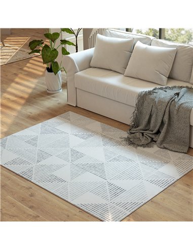 HOMCOM Modern Area Rug, Geometric Pattern Non-Slip Washable Rug, Soft Floor Carpet for Living Room, Bedroom, Dining Room, Home O