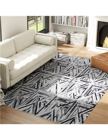 HOMCOM Modern Area Rug, Triangle Pattern Non-Slip Washable Rug, Chenille Floor Carpet for Living Room, Bedroom, Dining Room, Hom - pic 173104 | FastDaddyshop