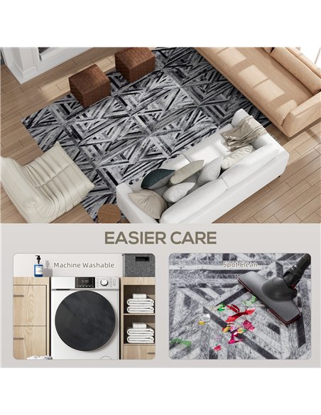 HOMCOM Modern Area Rug, Triangle Pattern Non-Slip Washable Rug, Chenille Floor Carpet for Living Room, Bedroom, Dining Room, Hom - pic 173107 | FastDaddyshop