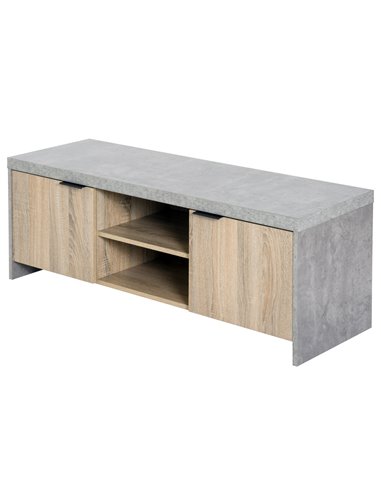HOMCOM 1.2M Wooden TV Stand Cabinet Home Media Center DVD CD Storage Unit Entertainment Station Living Room Furniture-Grey 