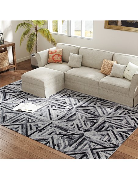 HOMCOM Modern Area Rug, Triangle Pattern Non-Slip Washable Rug, Chenille Floor Carpet for Living Room, Bedroom, Dining Room, Hom - pic 173110 | FastDaddyshop