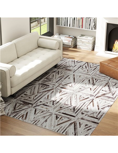 HOMCOM Modern Area Rug, Triangle Pattern Non-Slip Washable Rug, Chenille Floor Carpet for Living Room, Bedroom, Dining Room, Hom - pic 173113 | FastDaddyshop