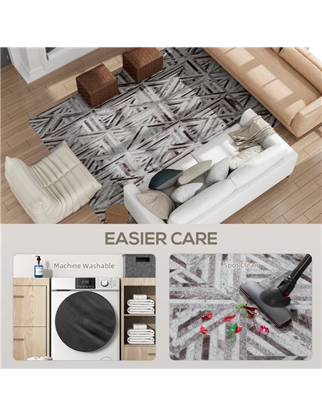 HOMCOM Modern Area Rug, Triangle Pattern Non-Slip Washable Rug, Chenille Floor Carpet for Living Room, Bedroom, Dining Room, Hom - pic 173116 | FastDaddyshop