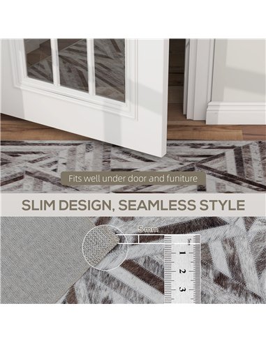 HOMCOM Modern Area Rug, Triangle Pattern Non-Slip Washable Rug, Chenille Floor Carpet for Living Room, Bedroom, Dining Room, Hom
