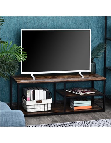 Homcom Multi Shelf Industrial-Style TV Stand, Wood-Effect