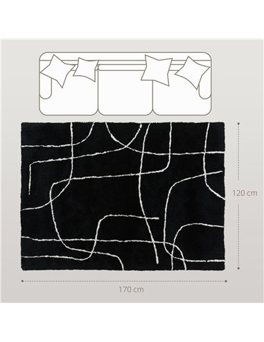 HOMCOM Modern Fluffy Area Rug, Geometric Pattern Washable Rug, Soft High Pile Floor Carpet for Living Room, Bedroom, Dining Room