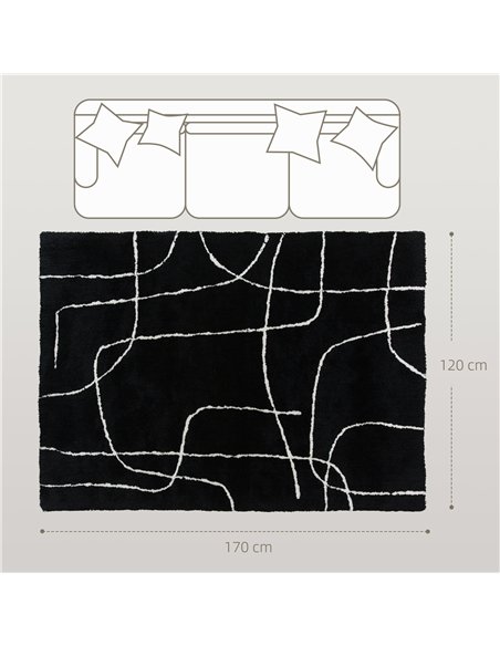 HOMCOM Modern Fluffy Area Rug, Geometric Pattern Washable Rug, Soft High Pile Floor Carpet for Living Room, Bedroom, Dining Room - pic 173123 | FastDaddyshop