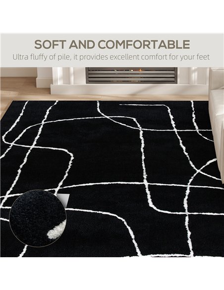 HOMCOM Modern Fluffy Area Rug, Geometric Pattern Washable Rug, Soft High Pile Floor Carpet for Living Room, Bedroom, Dining Room - pic 173124 | FastDaddyshop