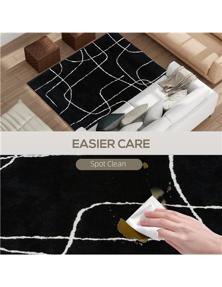 HOMCOM Modern Fluffy Area Rug, Geometric Pattern Washable Rug, Soft High Pile Floor Carpet for Living Room, Bedroom, Dining Room - pic 173125 | FastDaddyshop