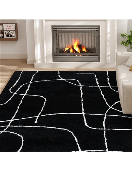 HOMCOM Modern Fluffy Area Rug, Geometric Pattern Washable Rug, Soft High Pile Floor Carpet for Living Room, Bedroom, Dining Room - pic 173129 | FastDaddyshop