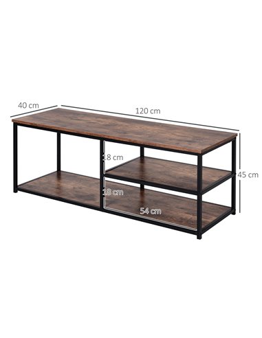 Homcom Multi Shelf Industrial-Style TV Stand, Wood-Effect