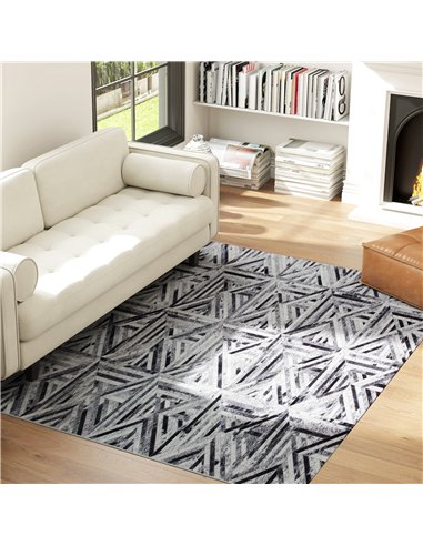 HOMCOM Modern Area Rug, Triangle Pattern Non-Slip Washable Rug, Chenille Floor Carpet for Living Room, Bedroom, Dining Room, Hom