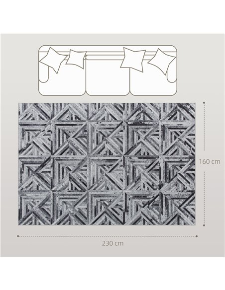 HOMCOM Modern Area Rug, Triangle Pattern Non-Slip Washable Rug, Chenille Floor Carpet for Living Room, Bedroom, Dining Room, Hom - pic 173132 | FastDaddyshop