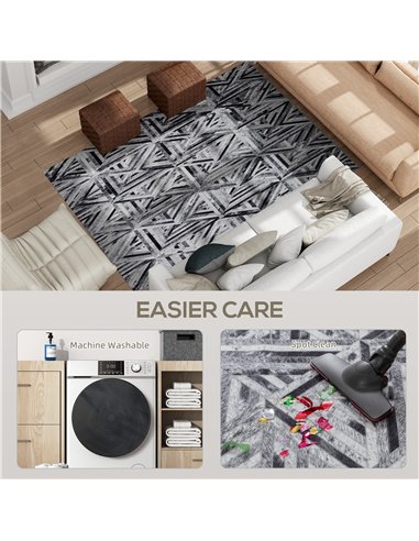 HOMCOM Modern Area Rug, Triangle Pattern Non-Slip Washable Rug, Chenille Floor Carpet for Living Room, Bedroom, Dining Room, Hom