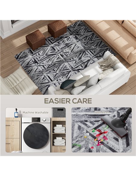 HOMCOM Modern Area Rug, Triangle Pattern Non-Slip Washable Rug, Chenille Floor Carpet for Living Room, Bedroom, Dining Room, Hom - pic 173134 | FastDaddyshop