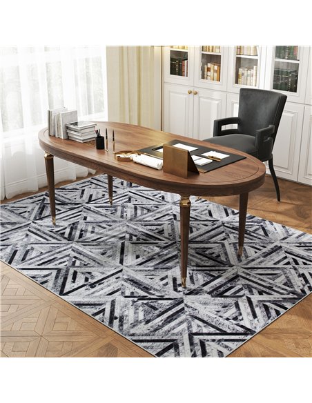 HOMCOM Modern Area Rug, Triangle Pattern Non-Slip Washable Rug, Chenille Floor Carpet for Living Room, Bedroom, Dining Room, Hom - pic 173138 | FastDaddyshop