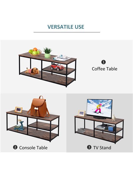 Homcom Multi Shelf Industrial-Style TV Stand, Wood-Effect - pic 17314 | FastDaddyshop