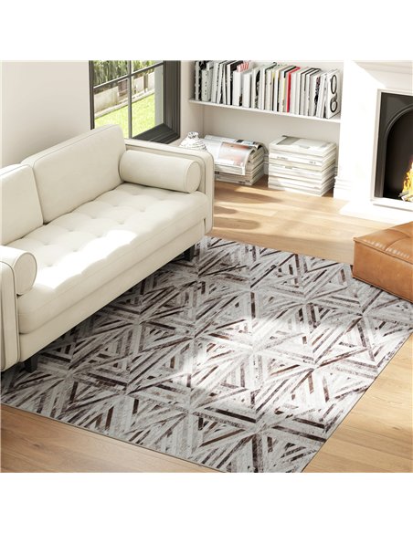 HOMCOM Modern Area Rug, Triangle Pattern Non-Slip Washable Rug, Chenille Floor Carpet for Living Room, Bedroom, Dining Room, Hom - pic 173140 | FastDaddyshop