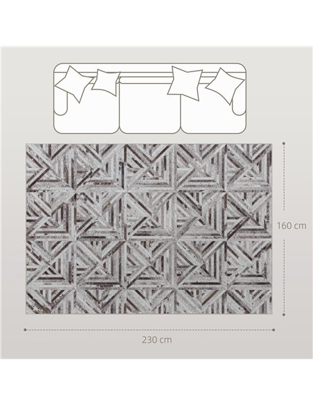 HOMCOM Modern Area Rug, Triangle Pattern Non-Slip Washable Rug, Chenille Floor Carpet for Living Room, Bedroom, Dining Room, Hom - pic 173141 | FastDaddyshop