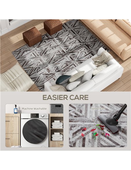 HOMCOM Modern Area Rug, Triangle Pattern Non-Slip Washable Rug, Chenille Floor Carpet for Living Room, Bedroom, Dining Room, Hom - pic 173143 | FastDaddyshop