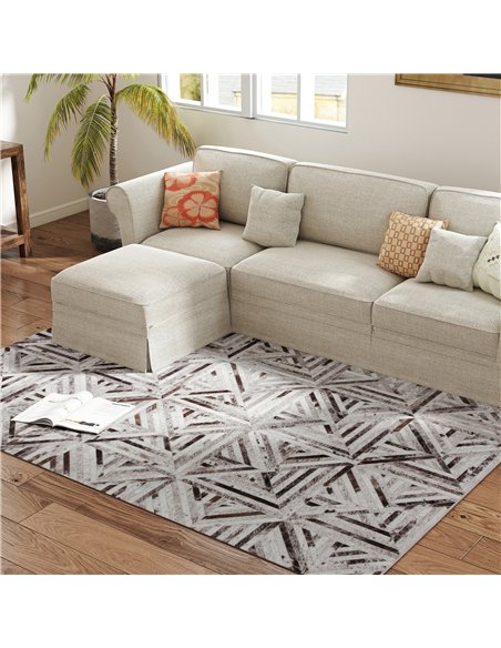 HOMCOM Modern Area Rug, Triangle Pattern Non-Slip Washable Rug, Chenille Floor Carpet for Living Room, Bedroom, Dining Room, Hom - pic 173146 | FastDaddyshop
