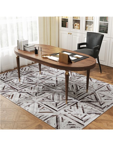 HOMCOM Modern Area Rug, Triangle Pattern Non-Slip Washable Rug, Chenille Floor Carpet for Living Room, Bedroom, Dining Room, Hom - pic 173147 | FastDaddyshop