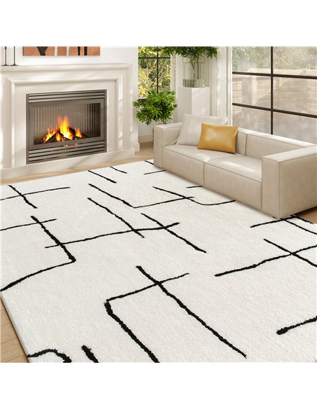 HOMCOM Modern Fluffy Area Rug, Geometric Pattern Washable Rug, Soft High Pile Floor Carpet for Living Room, Bedroom, Dining Room - pic 173149 | FastDaddyshop