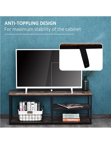 HOMCOM TV stand Industrial Style TV Cabinet With Storages 2 Shelves Metal Frame For living Room