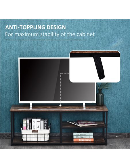 HOMCOM TV stand Industrial Style TV Cabinet With Storages 2 Shelves Metal Frame For living Room - pic 17315 | FastDaddyshop
