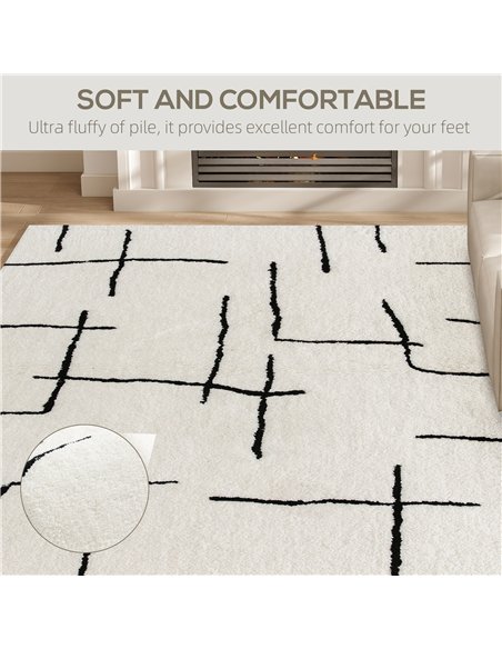 HOMCOM Modern Fluffy Area Rug, Geometric Pattern Washable Rug, Soft High Pile Floor Carpet for Living Room, Bedroom, Dining Room - pic 173151 | FastDaddyshop