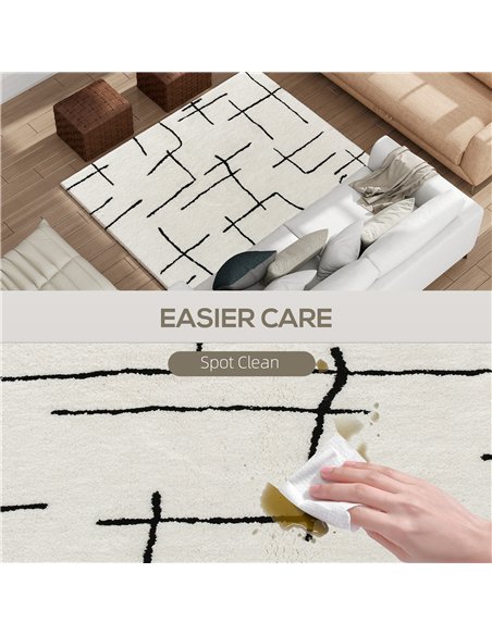 HOMCOM Modern Fluffy Area Rug, Geometric Pattern Washable Rug, Soft High Pile Floor Carpet for Living Room, Bedroom, Dining Room - pic 173152 | FastDaddyshop