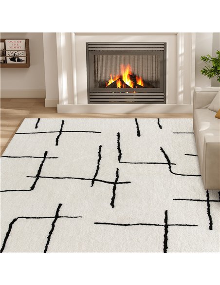 HOMCOM Modern Fluffy Area Rug, Geometric Pattern Washable Rug, Soft High Pile Floor Carpet for Living Room, Bedroom, Dining Room - pic 173156 | FastDaddyshop