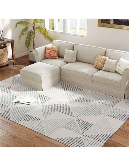 HOMCOM Modern Area Rug, Geometric Pattern Non-Slip Washable Rug, Soft Floor Carpet for Living Room, Bedroom, Dining Room, Home O - pic 173164 | FastDaddyshop