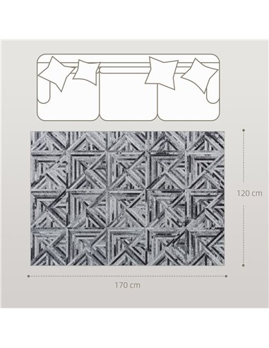 HOMCOM Modern Area Rug, Triangle Pattern Non-Slip Washable Rug, Chenille Floor Carpet for Living Room, Bedroom, Dining Room, Hom