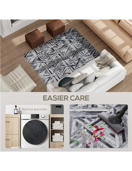 HOMCOM Modern Area Rug, Triangle Pattern Non-Slip Washable Rug, Chenille Floor Carpet for Living Room, Bedroom, Dining Room, Hom - pic 173170 | FastDaddyshop