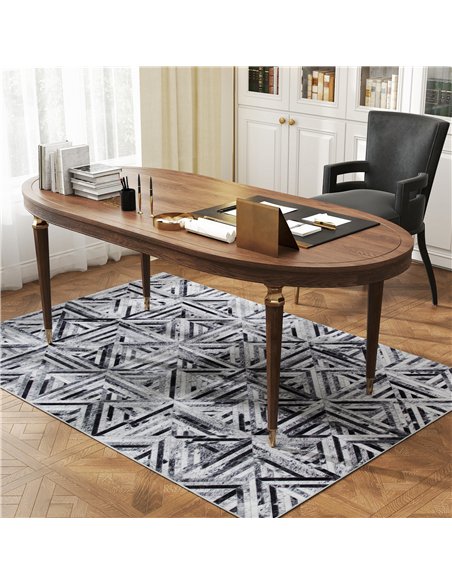HOMCOM Modern Area Rug, Triangle Pattern Non-Slip Washable Rug, Chenille Floor Carpet for Living Room, Bedroom, Dining Room, Hom - pic 173174 | FastDaddyshop
