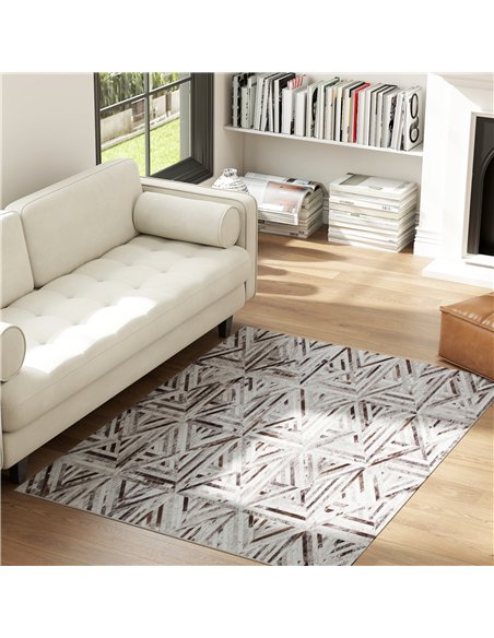 HOMCOM Modern Area Rug, Triangle Pattern Non-Slip Washable Rug, Chenille Floor Carpet for Living Room, Bedroom, Dining Room, Hom - pic 173176 | FastDaddyshop