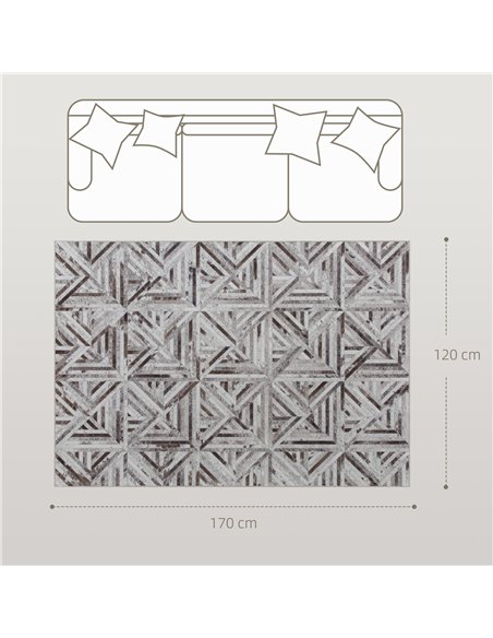 HOMCOM Modern Area Rug, Triangle Pattern Non-Slip Washable Rug, Chenille Floor Carpet for Living Room, Bedroom, Dining Room, Hom - pic 173177 | FastDaddyshop