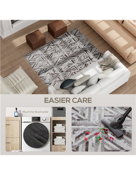 HOMCOM Modern Area Rug, Triangle Pattern Non-Slip Washable Rug, Chenille Floor Carpet for Living Room, Bedroom, Dining Room, Hom - pic 173179 | FastDaddyshop