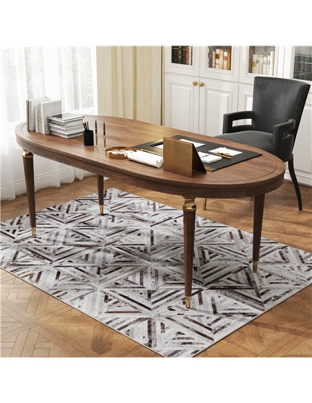 HOMCOM Modern Area Rug, Triangle Pattern Non-Slip Washable Rug, Chenille Floor Carpet for Living Room, Bedroom, Dining Room, Hom - pic 173183 | FastDaddyshop