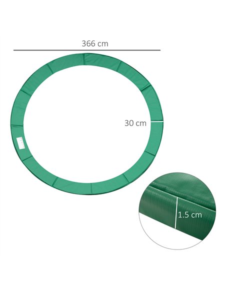 HOMCOM 12FT Replacement Trampoline Pad Thick Foam Safety Φ366cm Spring Cover Bounce Padding - Green - pic 173186 | FastDaddyshop