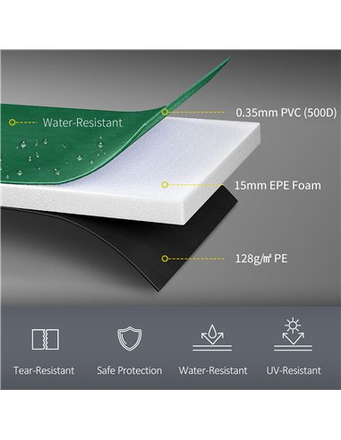 HOMCOM 12FT Replacement Trampoline Pad Thick Foam Safety Φ366cm Spring Cover Bounce Padding - Green