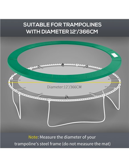 HOMCOM 12FT Replacement Trampoline Pad Thick Foam Safety Φ366cm Spring Cover Bounce Padding - Green - pic 173188 | FastDaddyshop