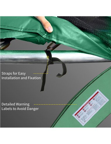 HOMCOM 12FT Replacement Trampoline Pad Thick Foam Safety Φ366cm Spring Cover Bounce Padding - Green