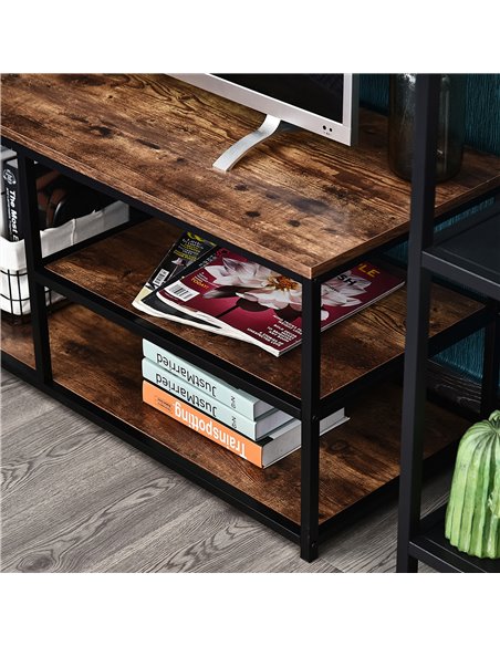 HOMCOM TV stand Industrial Style TV Cabinet With Storages 2 Shelves Metal Frame For living Room - pic 17319 | FastDaddyshop