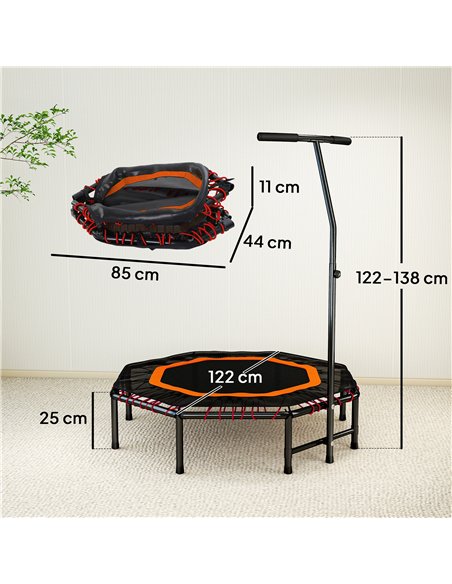 HOMCOM Fitness Trampoline, Bouncer with Adjustable Handle, Max Load 150 kg - pic 173195 | FastDaddyshop