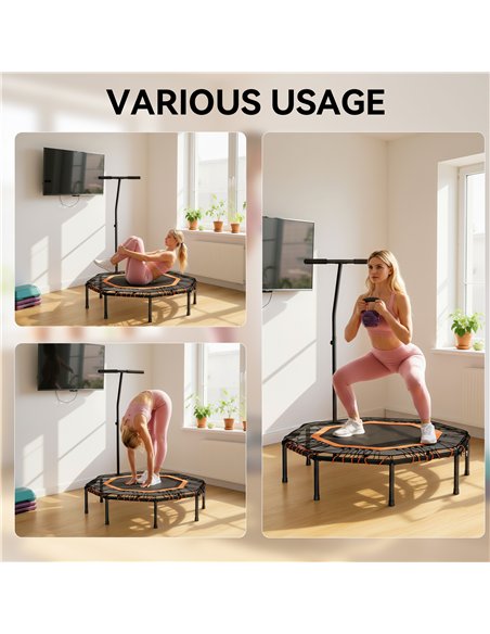 HOMCOM Fitness Trampoline, Bouncer with Adjustable Handle, Max Load 150 kg - pic 173198 | FastDaddyshop