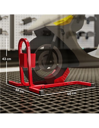 HOMCOM Metal Motorcycle Motorbike Wheel Chock Locking Stand System 17", 19", 21"/43, 48, 51 cm Front Wheels Steel Adjustable Fix