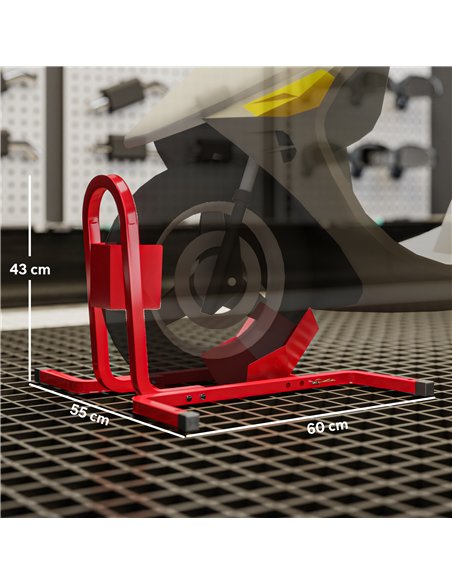 HOMCOM Metal Motorcycle Motorbike Wheel Chock Locking Stand System 17", 19", 21"/43, 48, 51 cm Front Wheels Steel Adjustable Fix - pic 173213 | FastDaddyshop